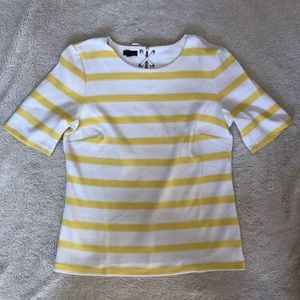 Talbots Yellow White Stripe Sweater tee